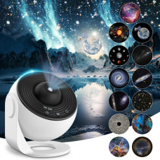 Проектор-нічник зоряного неба Galaxy Projector 13 в1 Домашній світильник планетарій 360, з 13 космічними слайдами та таймером сну 