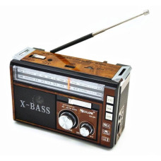 Радиоприемник с фонариком и аккумулятором Golon RX-381 X-Bass Коричневый (под дерево)