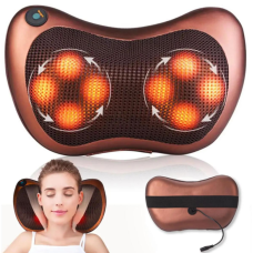 Масажер Massage pillow 8028 масажна подушка для будинку і авто коричнева
